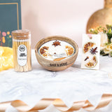 Nature’s Hug Gift Hamper – Wood Bowl Aroma Candle & Wax Sachet