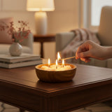 Aroma Pink Flower Aroma Candle 230g in Mango Wood Bowl - 3 Wick