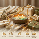 Aroma Double Color Wax Flower Candle 130g - Acacia Wood Bowl 2 Wick