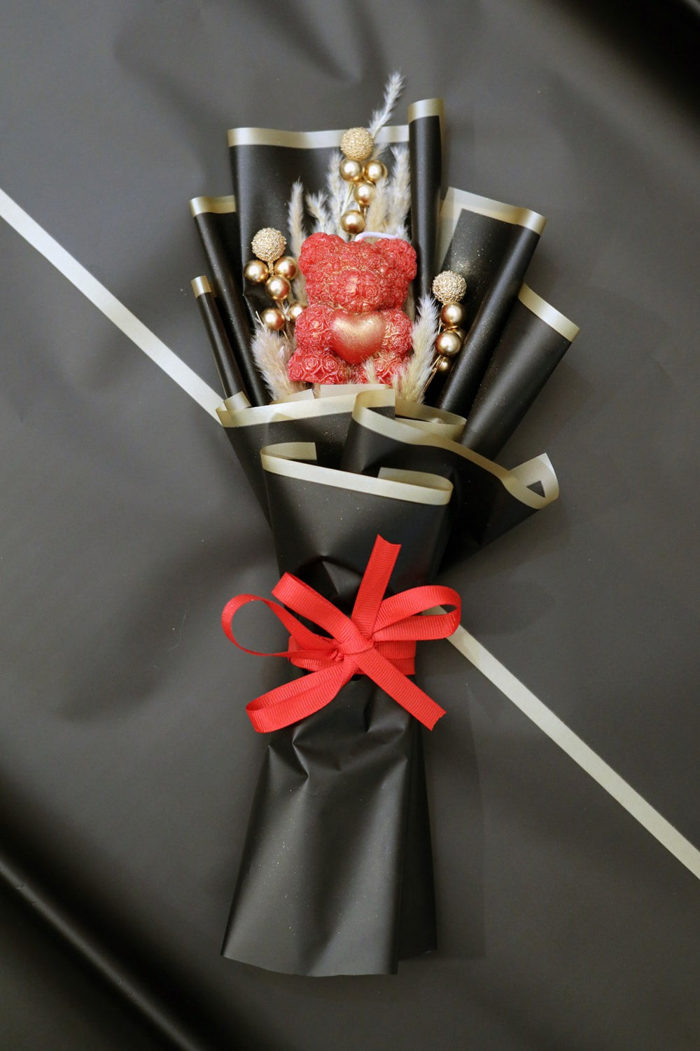 Teddy Bloom Candle Bouquet by Sage & Herbs