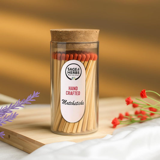 Premium Long 65 Borosilicate Matchsticks Jar by Sage & Herbs