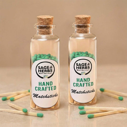Stylish Safety Blue Matchsticks in Borosilicate Cork Jar(Pack of 2) by Sage & Herbs