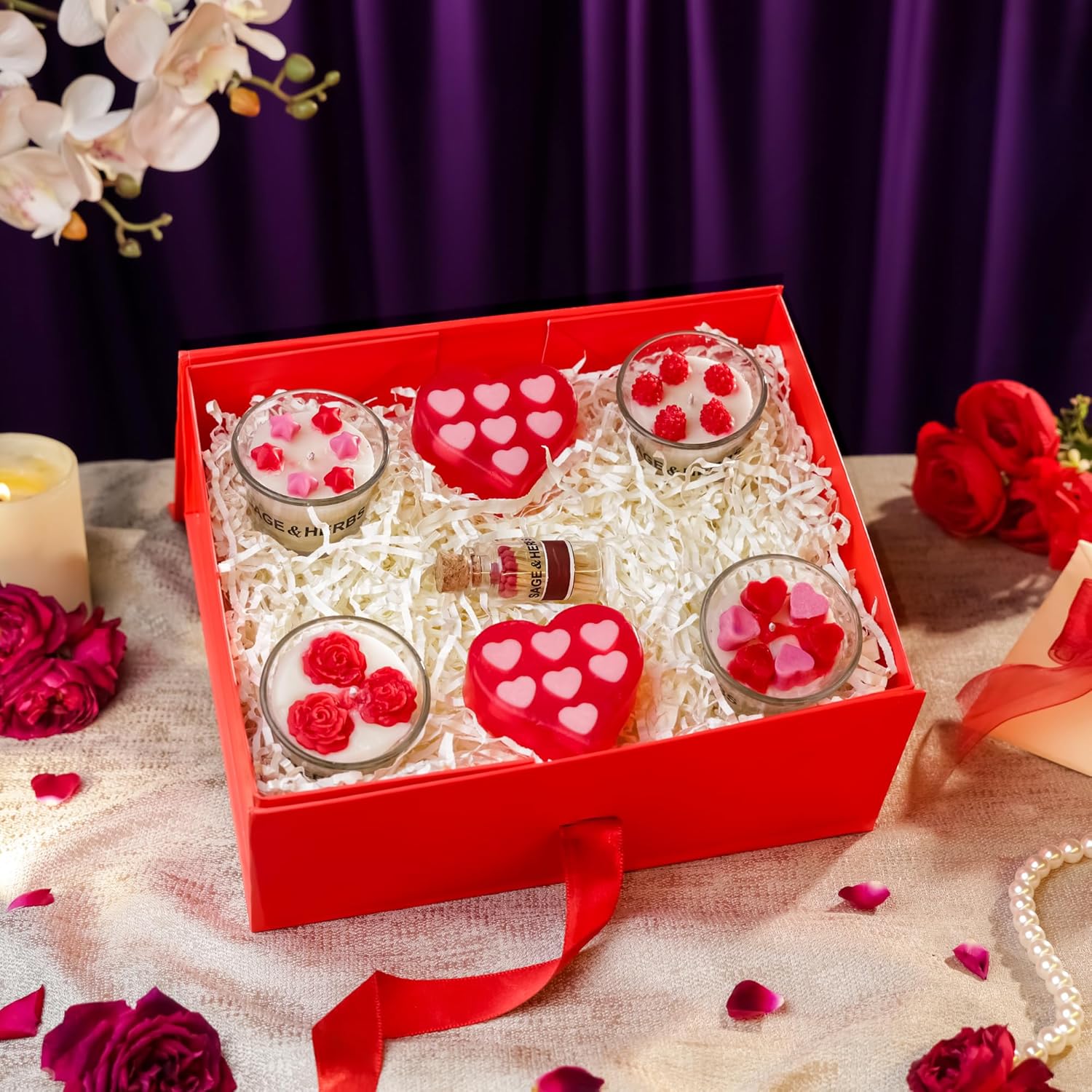 Mini Romance Candle Hamper – Valentine’s Day Candle, Heart Soap & Gift Box Set