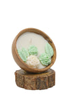 Aroma Double Color Wax Flower Candle 130g - Acacia Wood Bowl 2 Wick