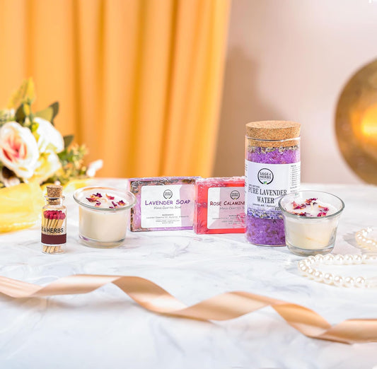 Lavender Dreams Gift Hamper – Handmade Soaps, Lavender Bath Salt & Aroma Candles by Sage & Herbs