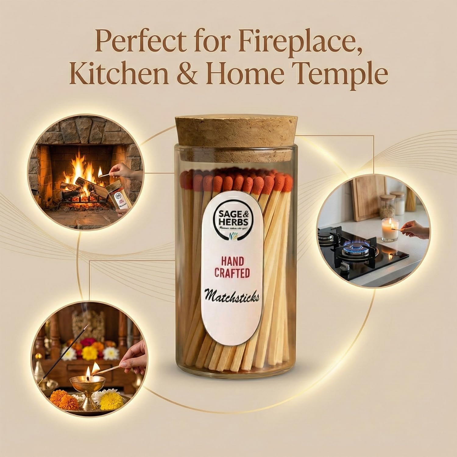 Premium Long 65 Borosilicate Matchsticks Jar