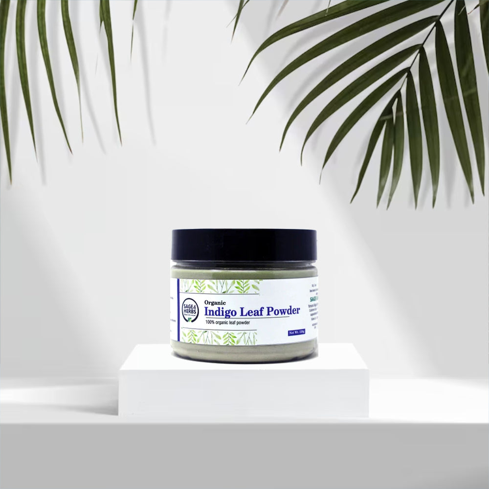 Organic Indigo Powder – Natural Herbal Hair Colour & Deep Black Shade 150g by Sage & Herbs