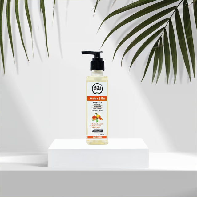 Mandarin & Mint Body Wash – Refreshing, Hydrating & Oil-Balancing Cleanser by Sage & Herbs