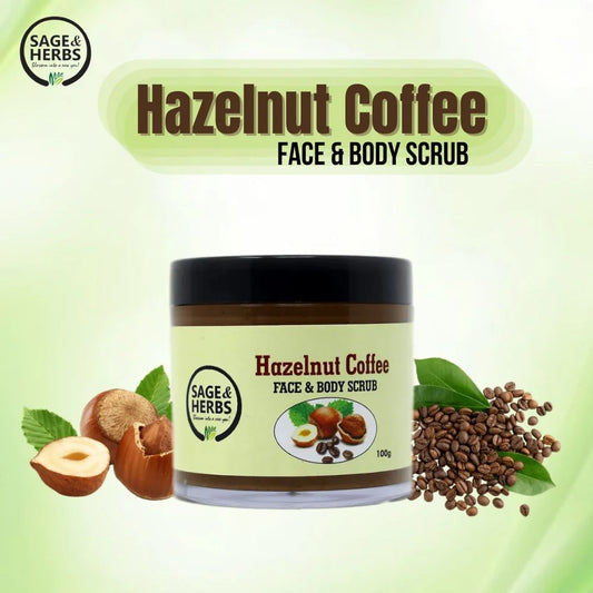 Hazelnut Coffee Face & Body Scrub - Natural Exfoliating Coffee Scrub by Sage & Herbs