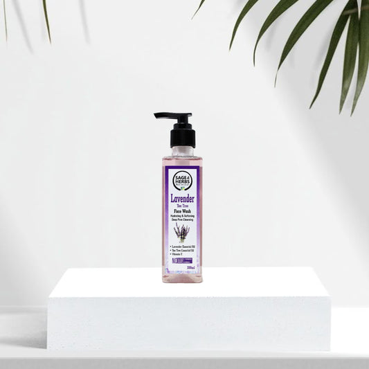 Lavender Tea Tree Face Wash - Natural Acne-Fighting & Soothing Cleanser by Sage & Herbs