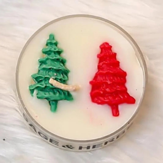 Xmas Tea Light Candle Set - Festive Holiday Decorative Candles (Set Of 4) by Sage & Herbs