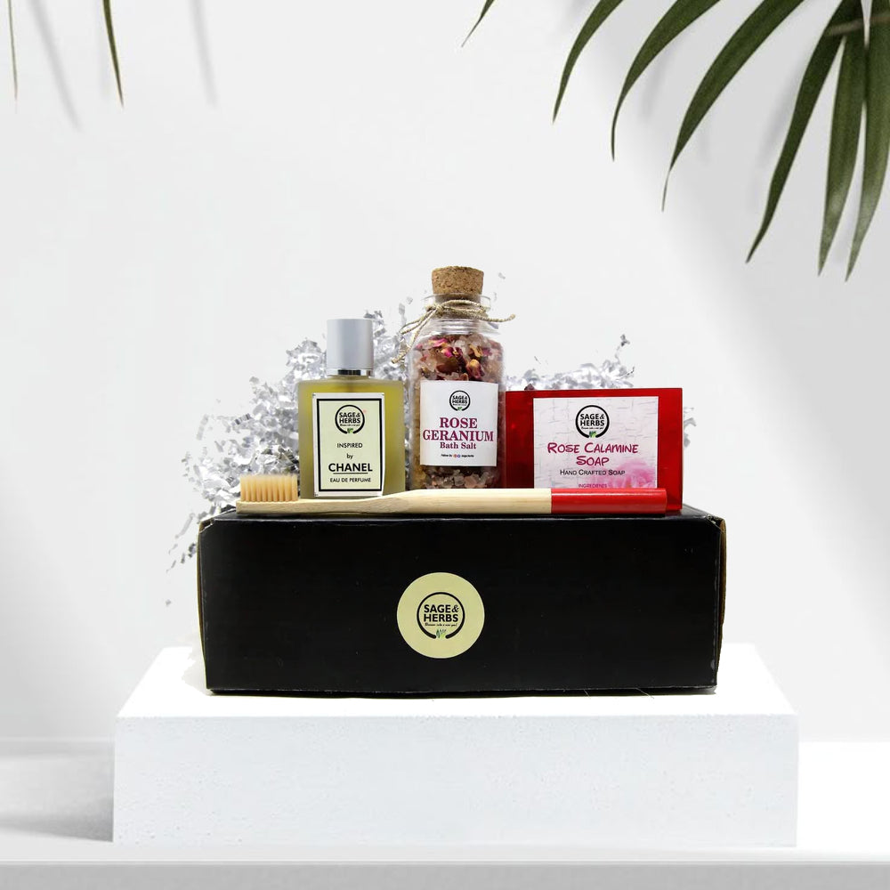 Floral Rituals Gift Box - Rose Calamine & Bath Salt Self-Care Hamper by Sage & Herbs