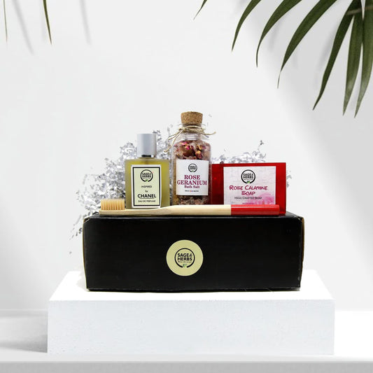 Floral Rituals Gift Box - Rose Calamine & Bath Salt Self-Care Hamper by Sage & Herbs