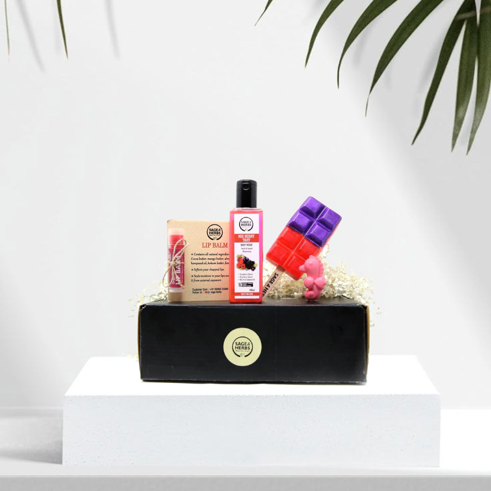 Fruity kids bath and skincare gift box by Sage & Herbs
