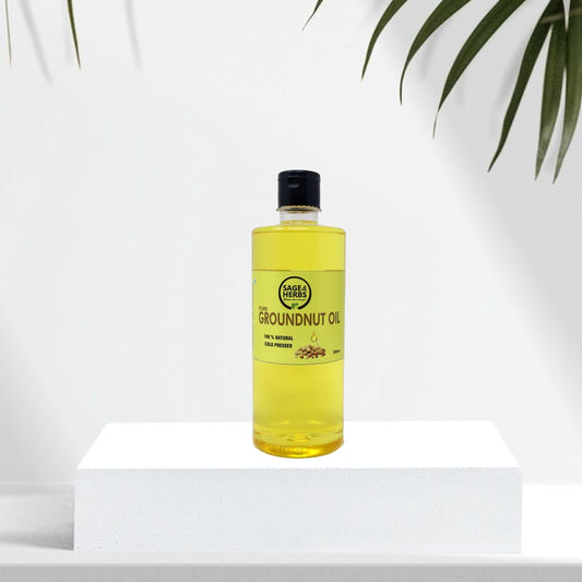 Cold Pressed Pure Groundnut Oil - Natural Eating, Skin & Hair Oil 500ml by Sage & Herbs