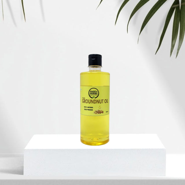 Cold Pressed Pure Groundnut Oil - Natural Eating, Skin & Hair Oil 500ml by Sage & Herbs