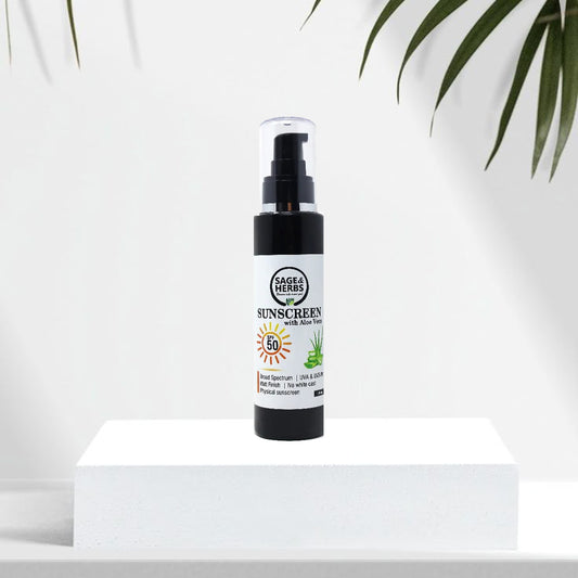 Natural Aloe Vera Sunscreen SPF 50 - Broad-Spectrum Sun Protection 100ml by Sage & Herbs