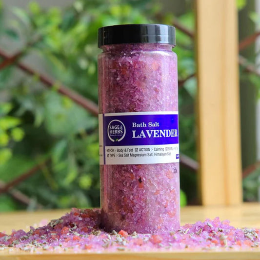 Lavender Bath Salt – Calming, Detoxifying & Relaxing Soak 300g by Sage & Herbs