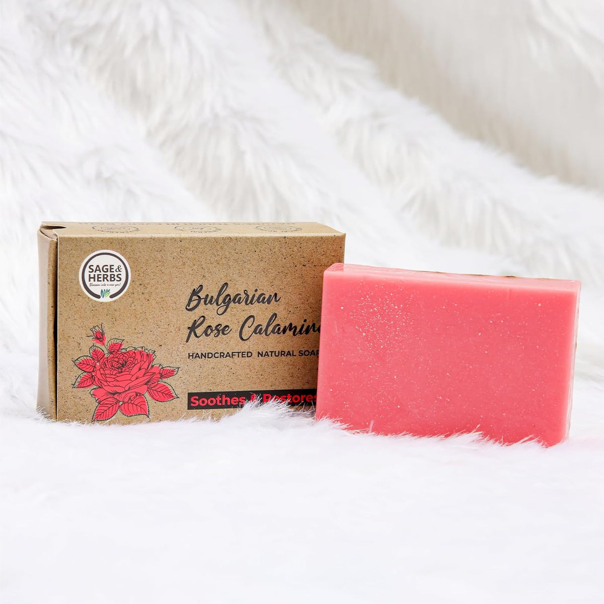 Natural Bulgarian Rose Calamine Soap — Soothing & Gentle Cleansing Bar – view 2