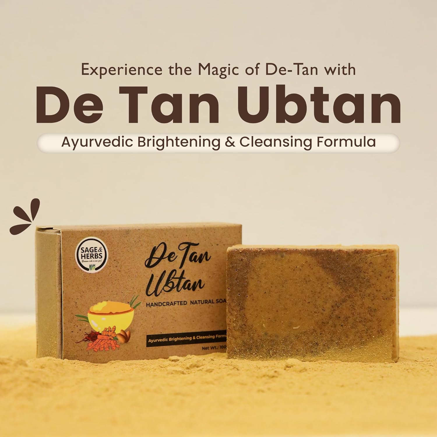 D Tan Ubtan Soap — Natural Tan Removal & Skin Brightening Bath Bar