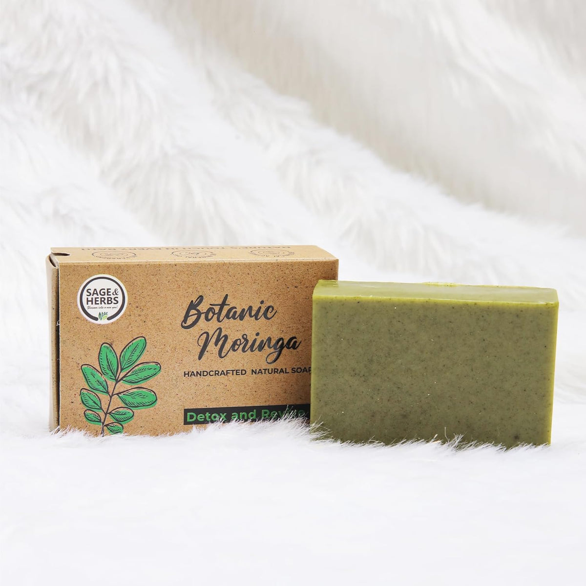 Botanica Moringa Handmade Soap — Detoxifying & Nourishing Bath Bar by Sage & Herbs
