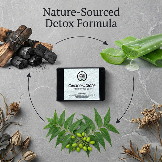 Activated Charcoal Powder, Aloe Vera & Neem | Herbal Deep Cleansing Soap