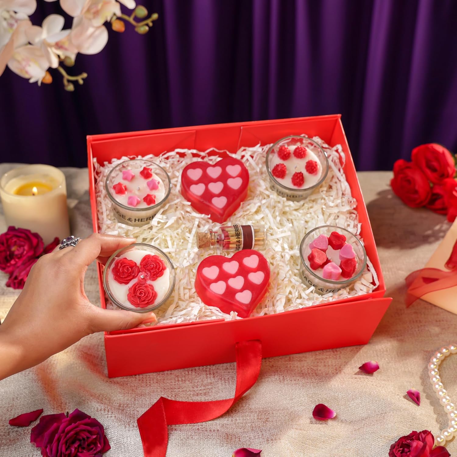 Mini Romance Candle Hamper – Valentine’s Day Candle, Heart Soap & Gift Box Set