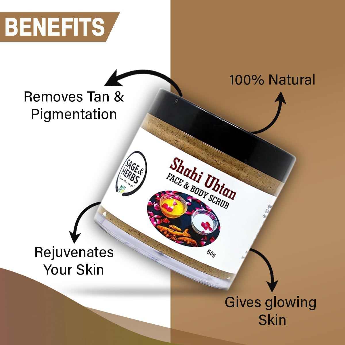 Shahi Ubtan Face & Body Scrub - Natural Ayurvedic Exfoliating Scrub – view 7