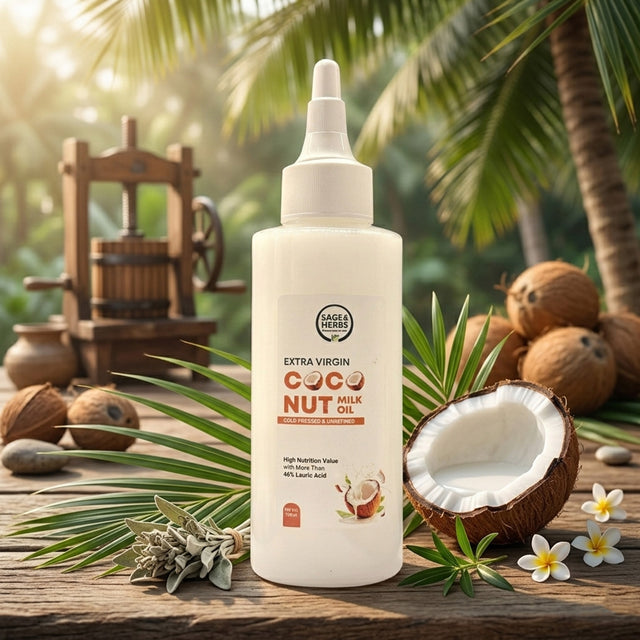 Organic & Natural Coconut Milk Oil - Centrifugal system Extra Virgin by Sage & Herbs