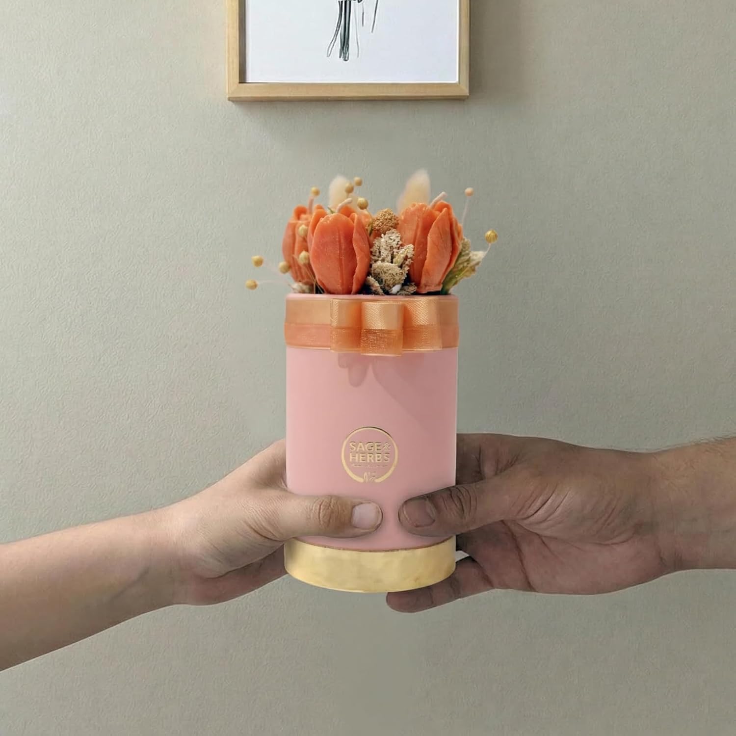 Peach Bloom Heirloom – Handcrafted Floral Jar Candle