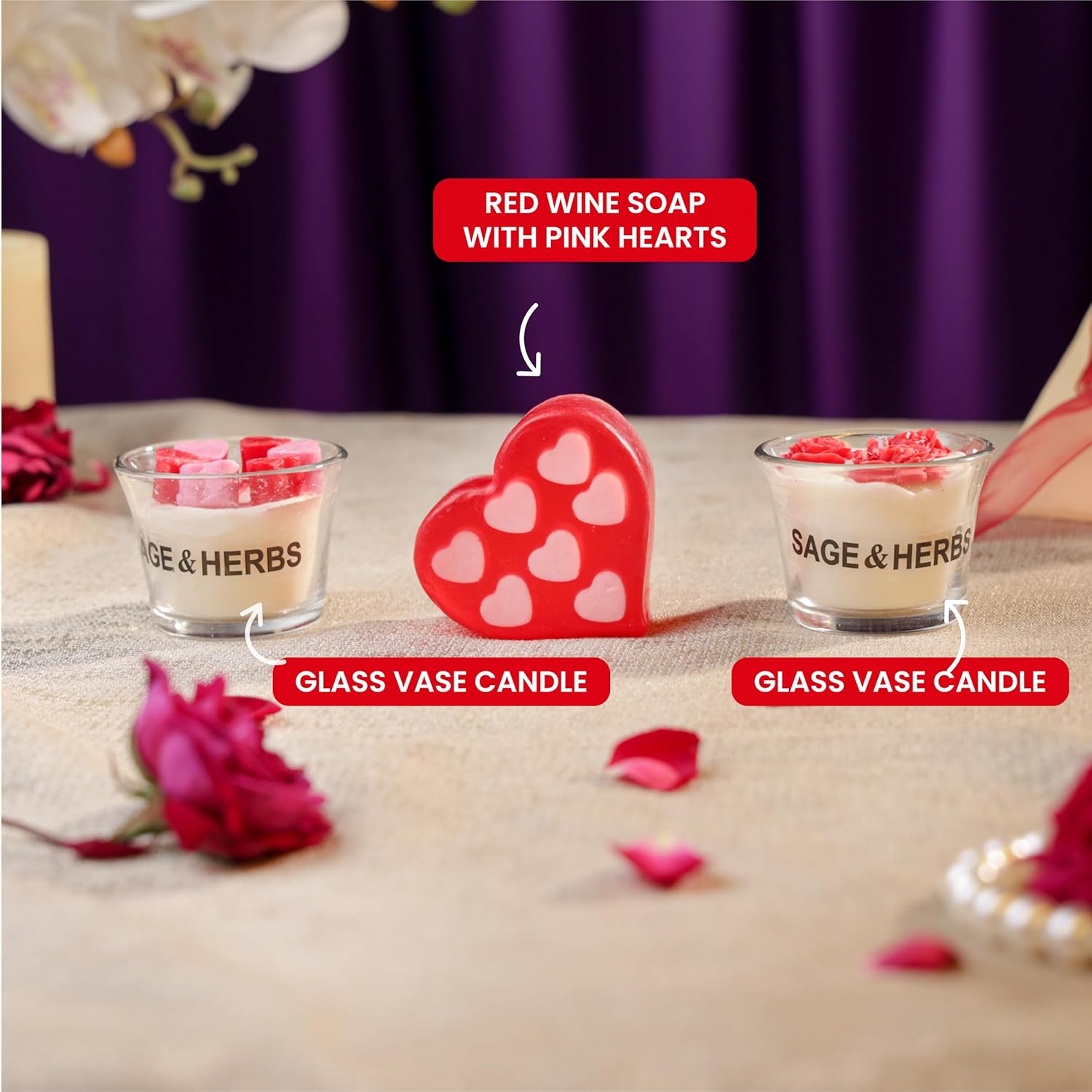 Mini Romance Candle Hamper – Valentine’s Day Candle, Heart Soap & Gift Box Set