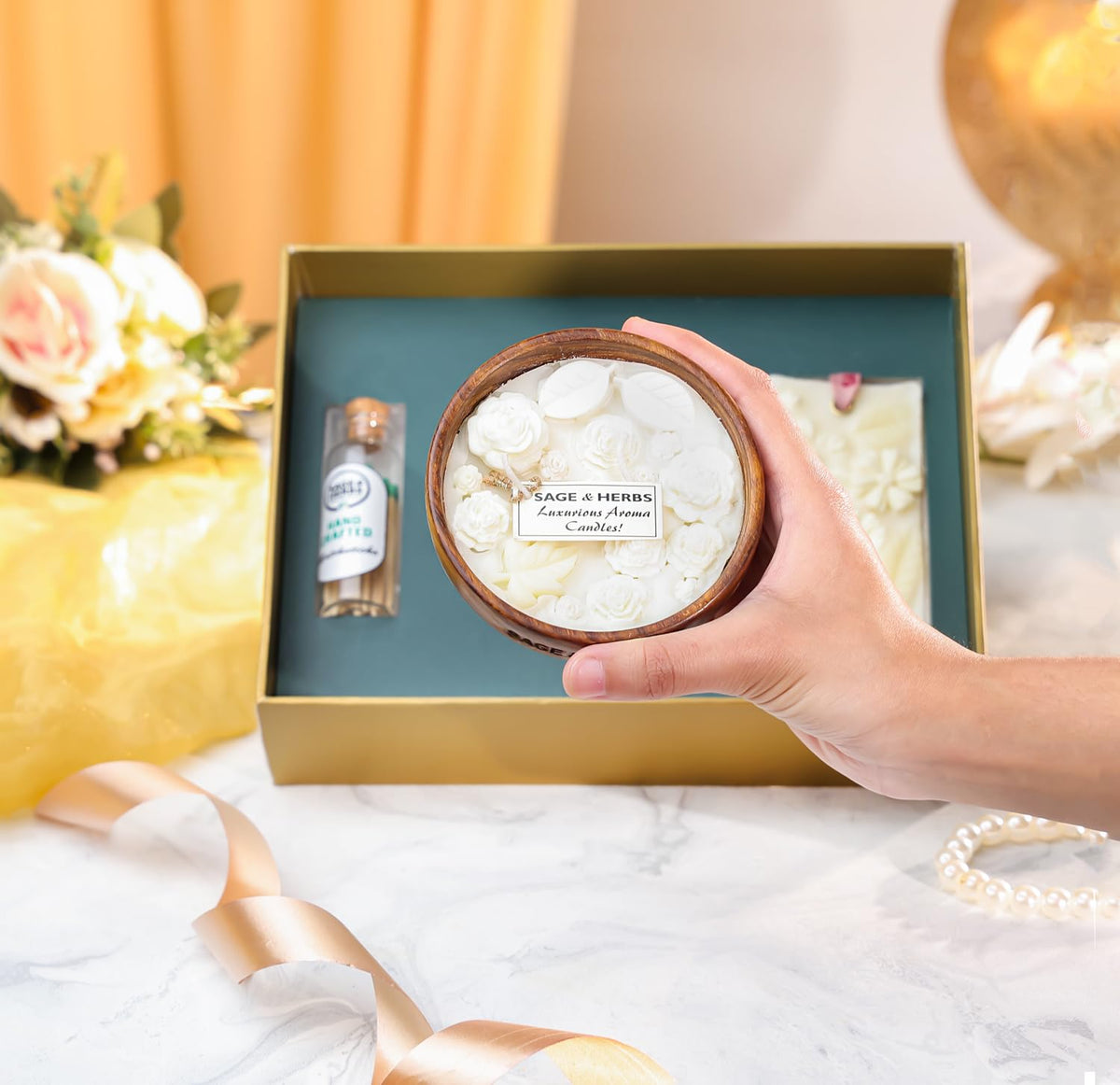 Rustic Scented Trio Luxury Gift Hamper with Aroma Candle & Wax Sachet – view 3