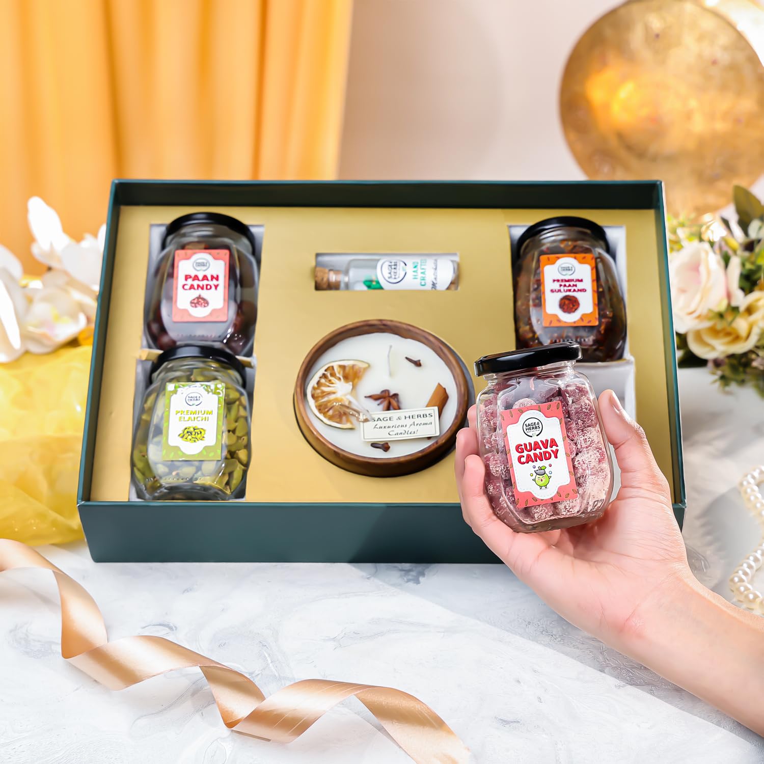 Candy Glow Delight Gift Hamper – Premium Snack & Aroma Hamper Box