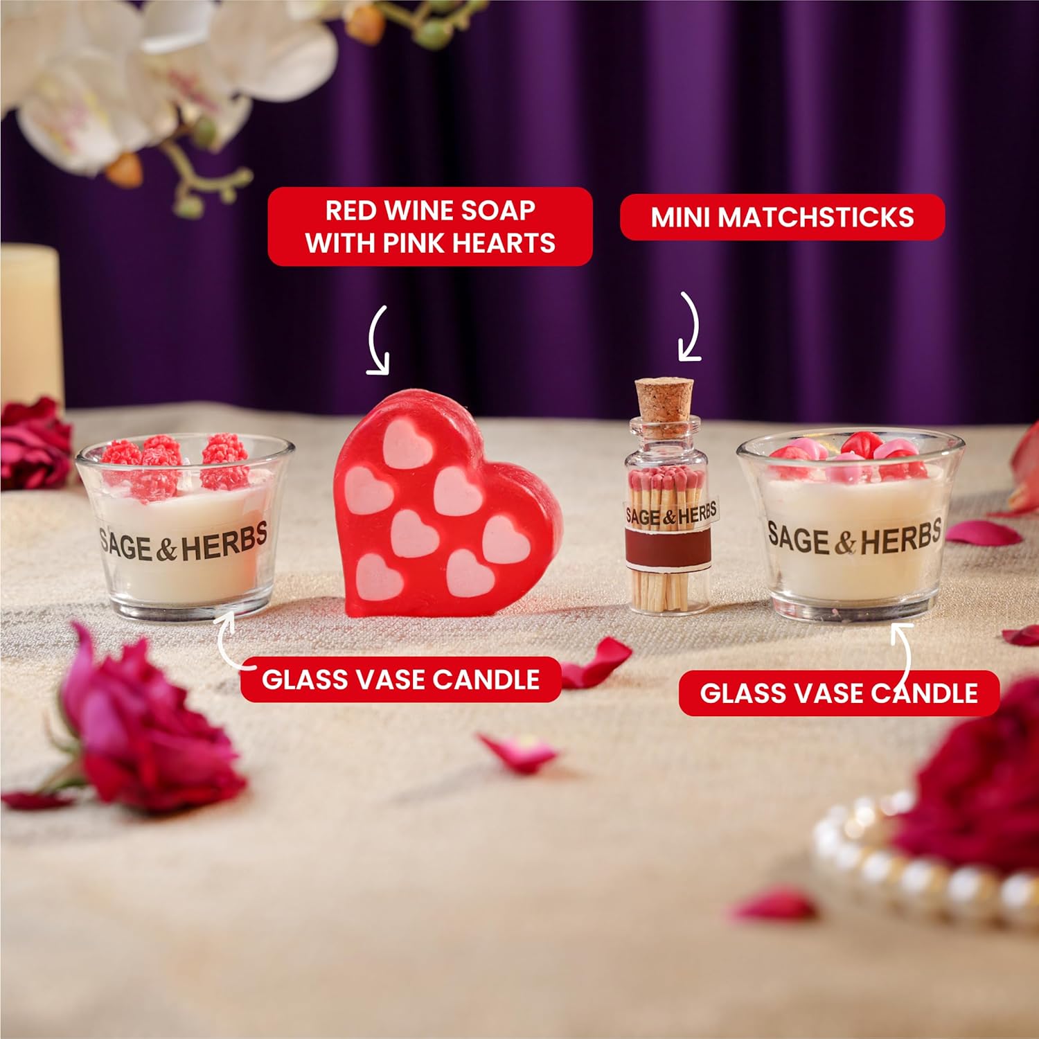 Mini Romance Candle Hamper – Valentine’s Day Candle, Heart Soap & Gift Box Set