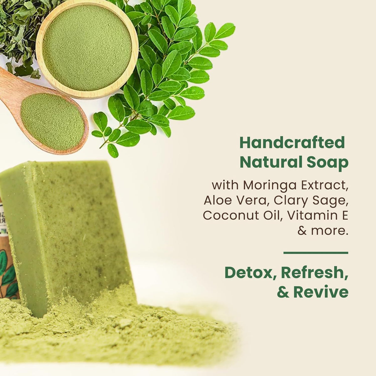 Botanica Moringa Handmade Soap — Detoxifying & Nourishing Bath Bar – view 3