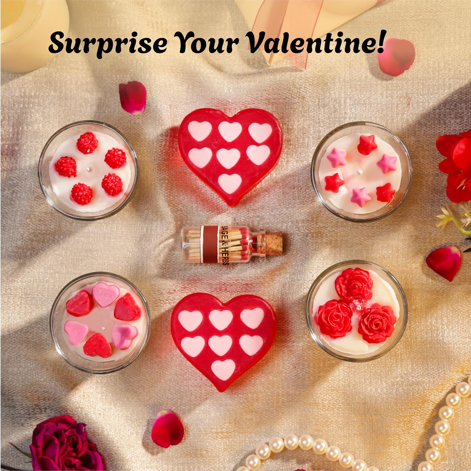 Mini Romance Candle Hamper – Valentine’s Day Candle, Heart Soap & Gift Box Set