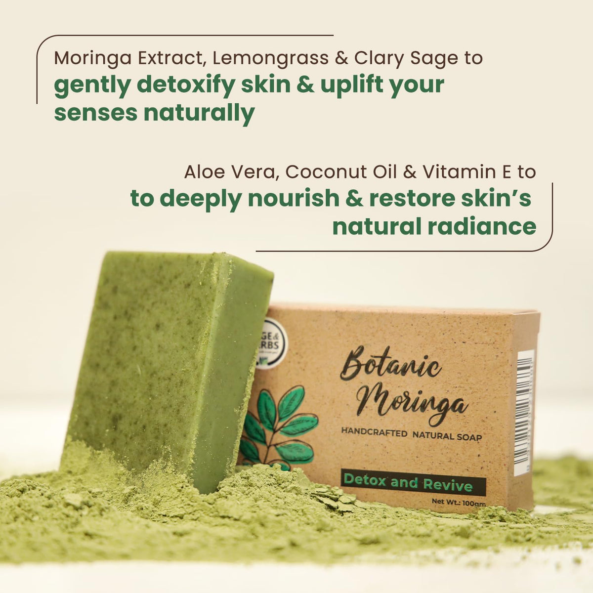 Botanica Moringa Handmade Soap — Detoxifying & Nourishing Bath Bar – view 4