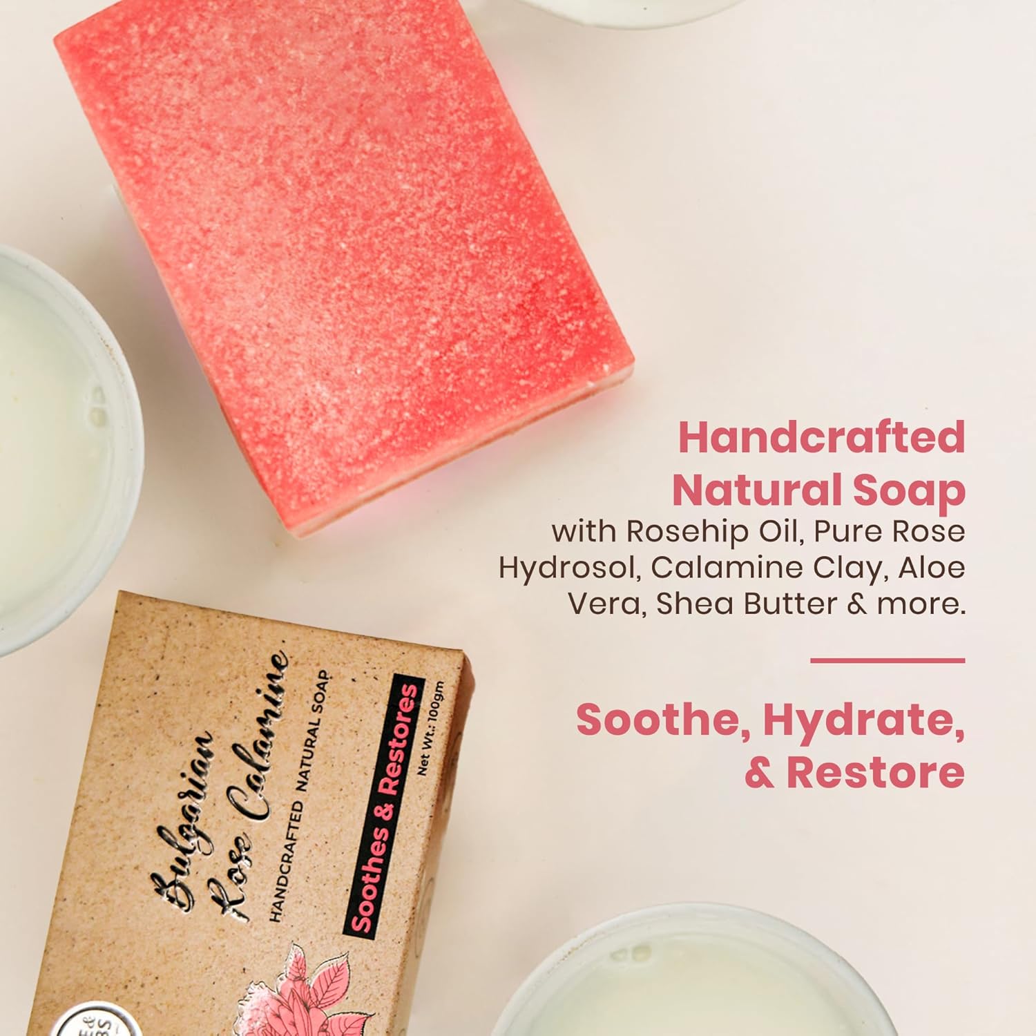 Natural Bulgarian Rose Calamine Soap — Soothing & Gentle Cleansing Bar