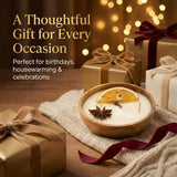 Aroma Spice Candle 120g with Orange Star Anise Cinnamon Cloves in Acacia Wood Bowl - 2 Wick (Medium)