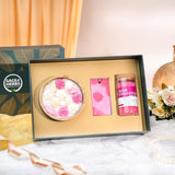 Rosy Relaxation Trio Gift Hamper | Organic Soy Wax & Bath Salt Luxury Set