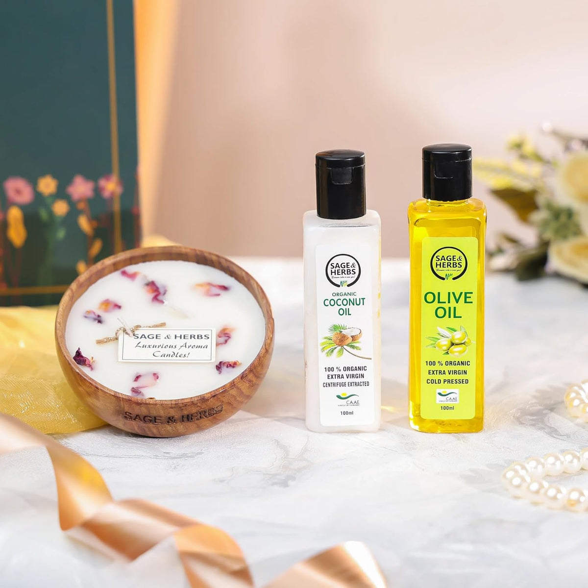 Nature’s Essence Duo Gift Hamper – Eco-Friendly Candle & Wellness Oils Gift Set – view 3