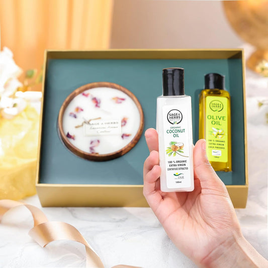 Nature’s Essence Duo Gift Hamper – Eco-Friendly Candle & Wellness Oils Gift Set