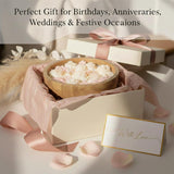 Aroma Pink Flower Aroma Candle 230g in Mango Wood Bowl - 3 Wick