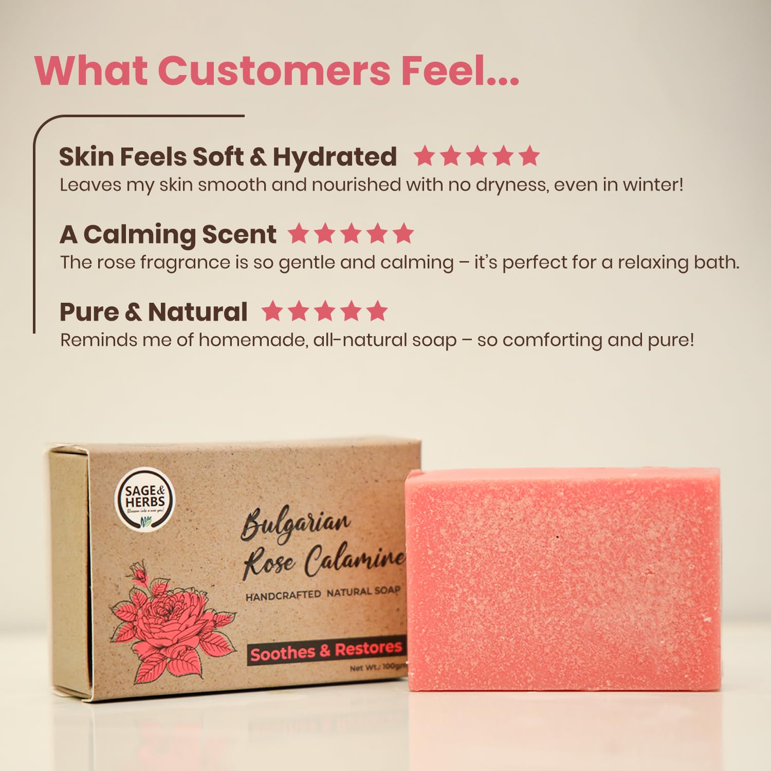 Natural Bulgarian Rose Calamine Soap — Soothing & Gentle Cleansing Bar