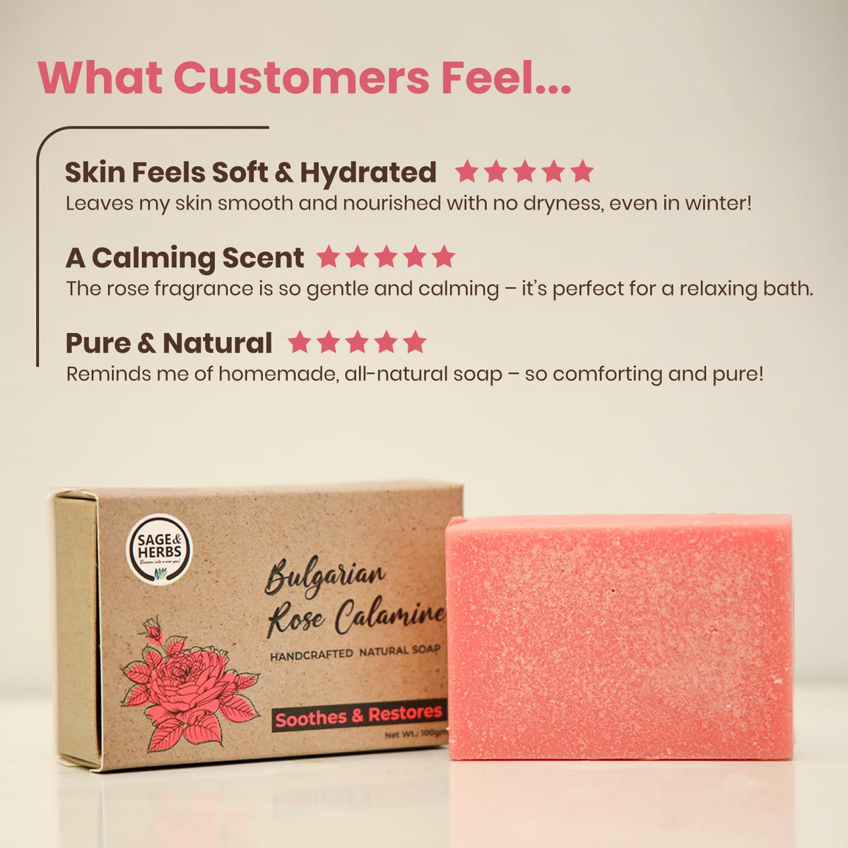 Natural Bulgarian Rose Calamine Soap — Soothing & Gentle Cleansing Bar – view 7