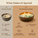 Aroma Double Color Wax Flower Candle 130g - Acacia Wood Bowl 2 Wick