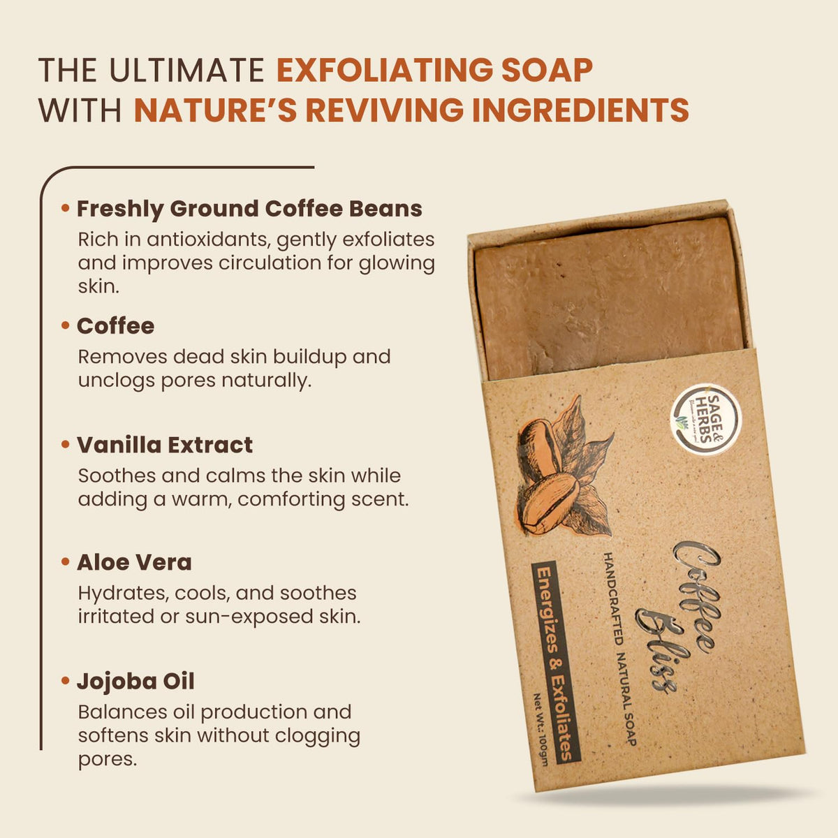 Natural Cocoa Coffee Handmade Soap — Moisturizing & Nourishing 100g – view 6