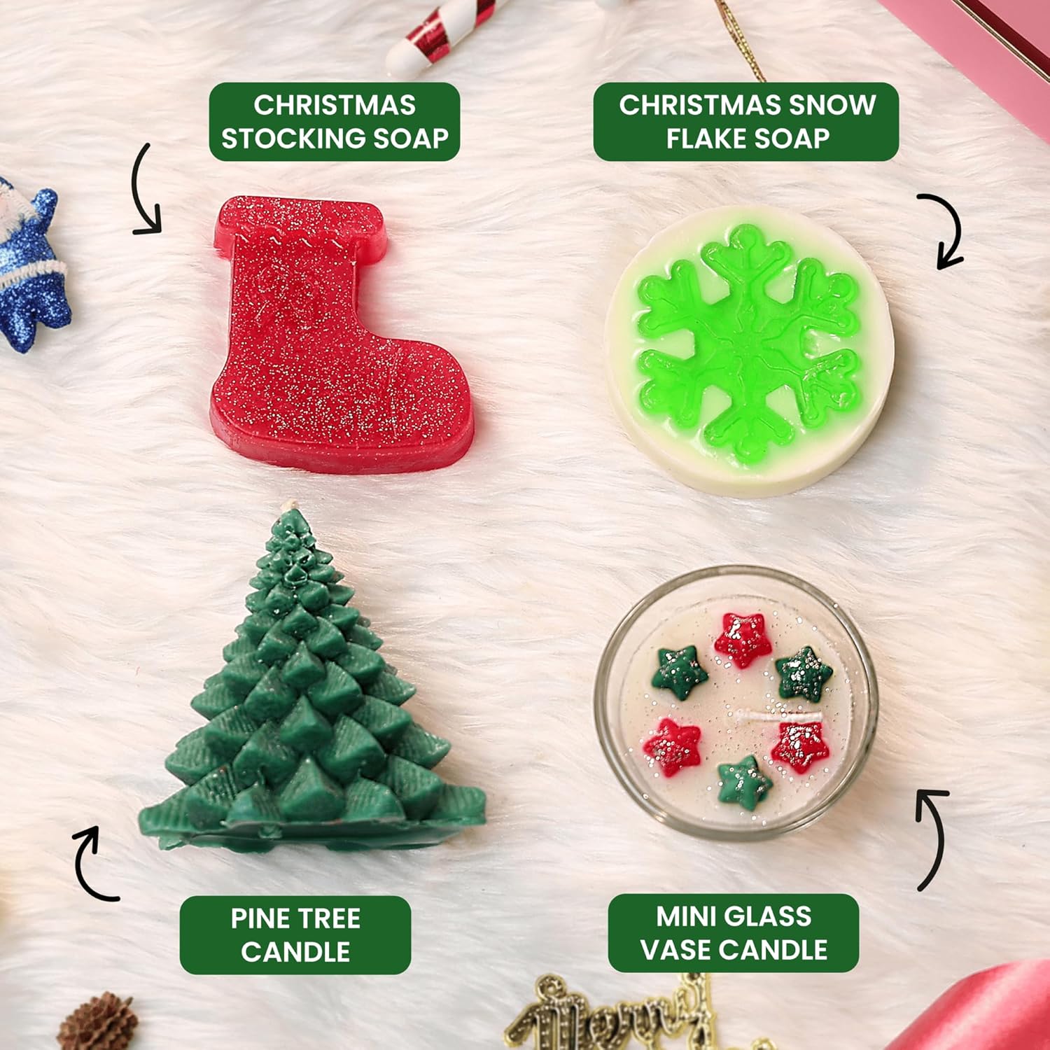 Evergreen Delight Kit – Festive Soaps & Soy Wax Candle Holiday Gift Set