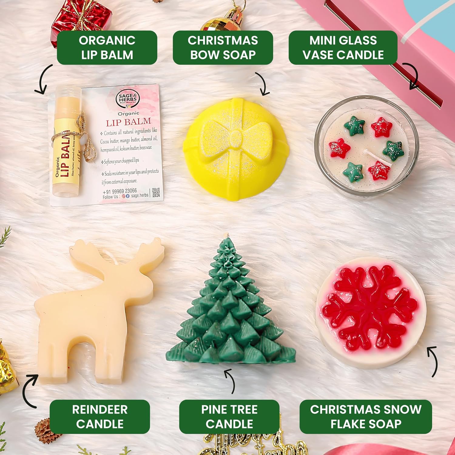 Merry and Bright Set - Festive Candles, Soaps & Lip Balm Gift Box