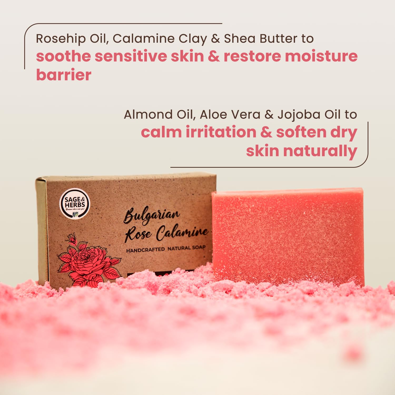 Natural Bulgarian Rose Calamine Soap — Soothing & Gentle Cleansing Bar